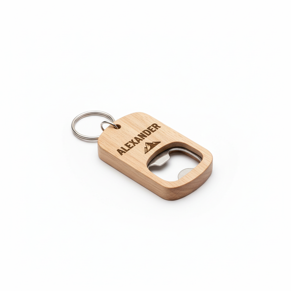 Engraved Wooden Bottle Opener - Clean Product Shot