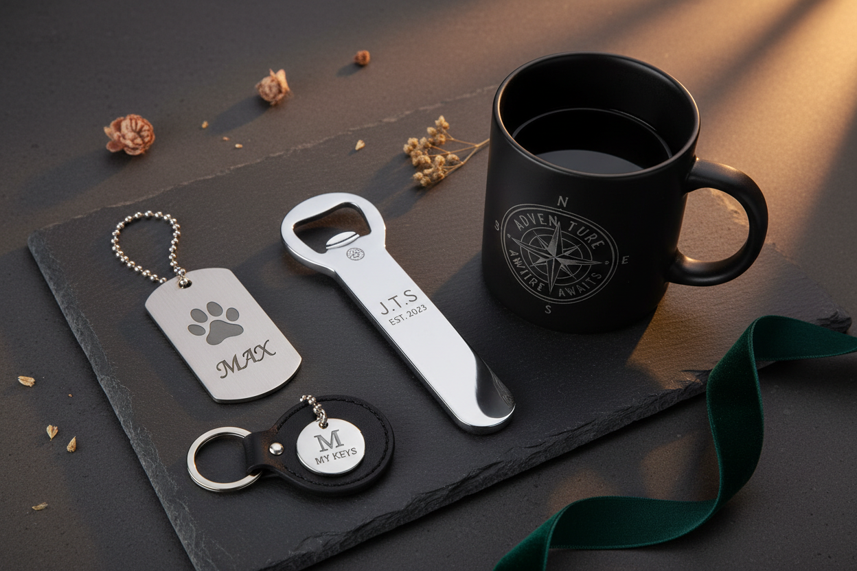 Personalised Engraved Gifts Flat Lay